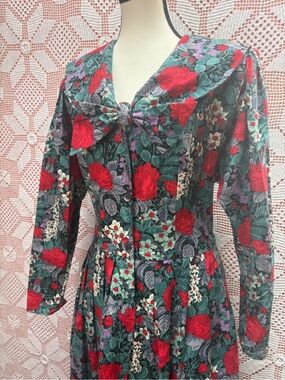 Vintage Suttles and Seawinds Floral Midi Dress Cottagecore Romantic Prairie